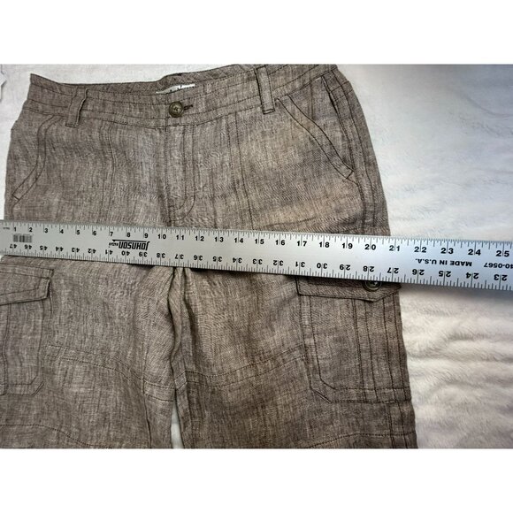 Cabi Women's Linen Mid Rise Waist Outdoor Casual Cargo Shorts Brown 10 - Picture 7 of 10